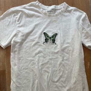 long white t-shirt with butterfly
